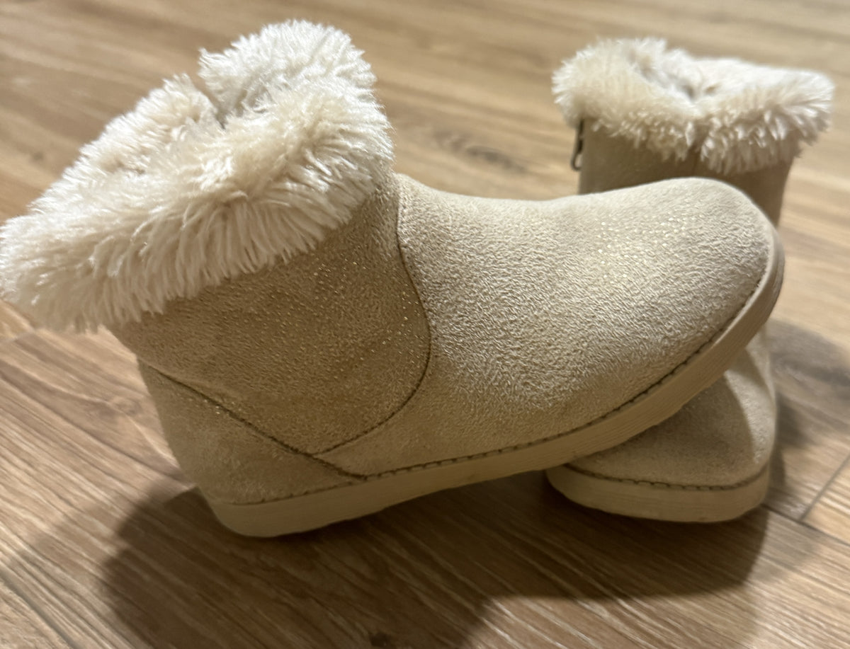 Seller #100 Girls Size 12 Cat and Jack Tan and Gold Sparkle Winter Boots