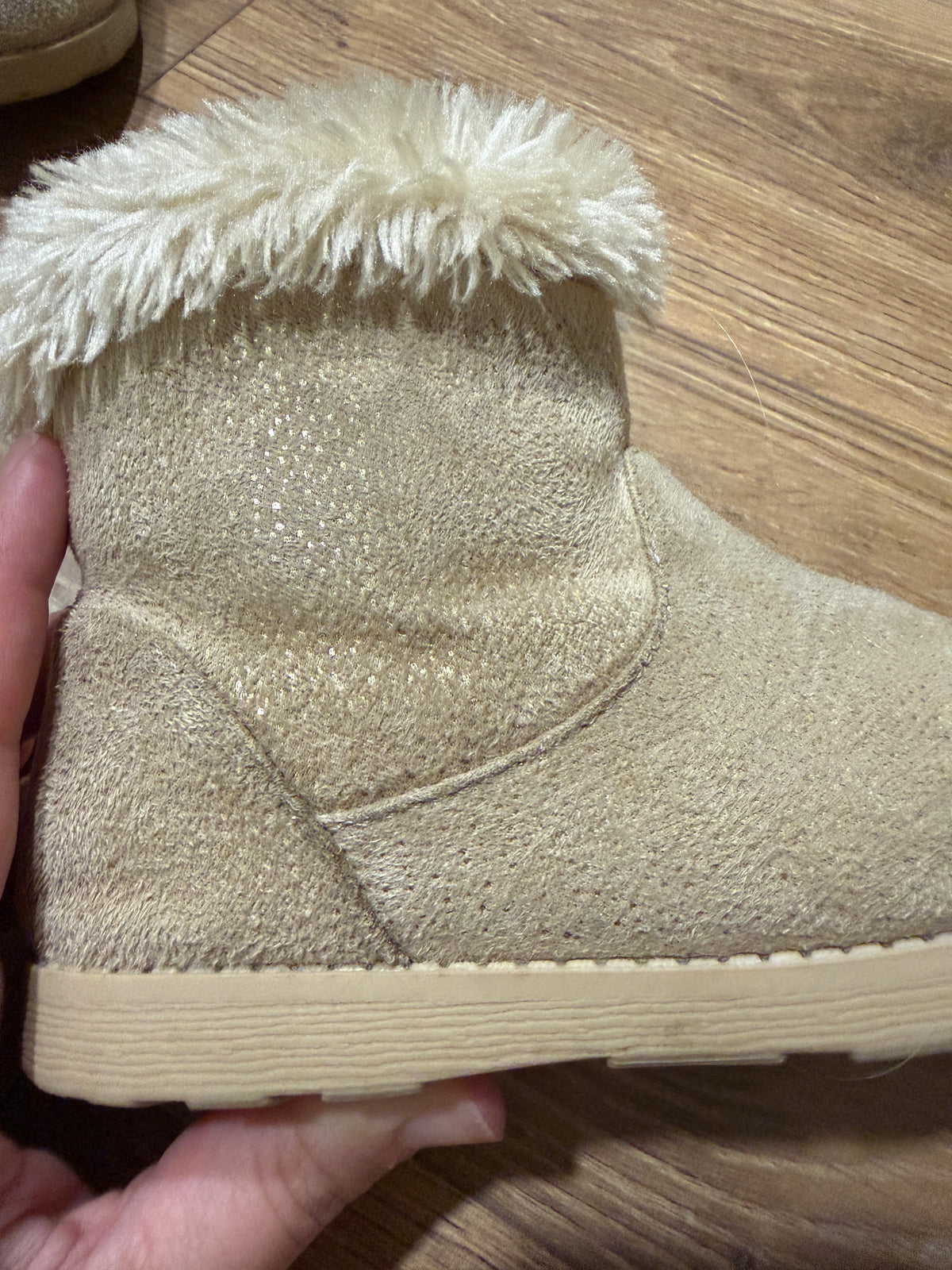 Seller #100 Girls Size 12 Cat and Jack Tan and Gold Sparkle Winter Boots