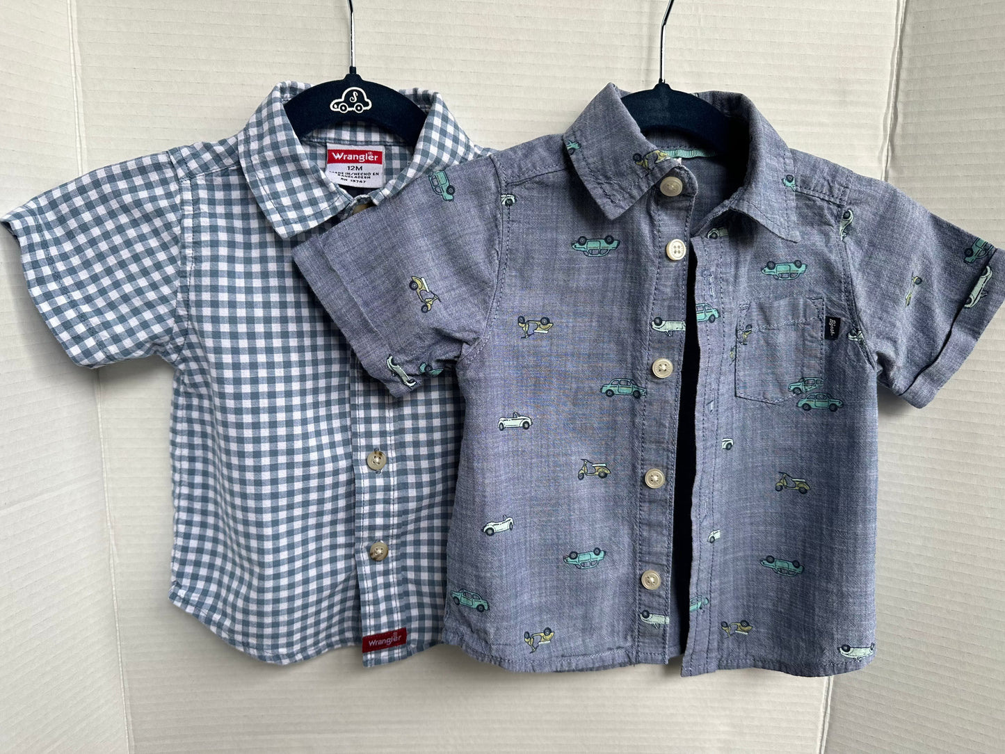 #146 Wrangler and Baby B'gosh Short-sleeve Button Up Set Boys 12M