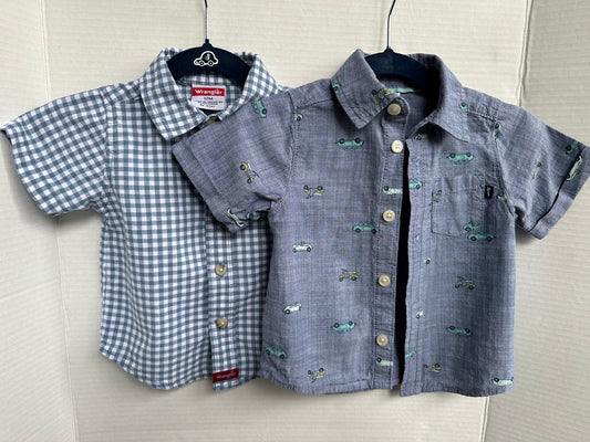 #146 Wrangler and Baby B'gosh Short-sleeve Button Up Set Boys 12M