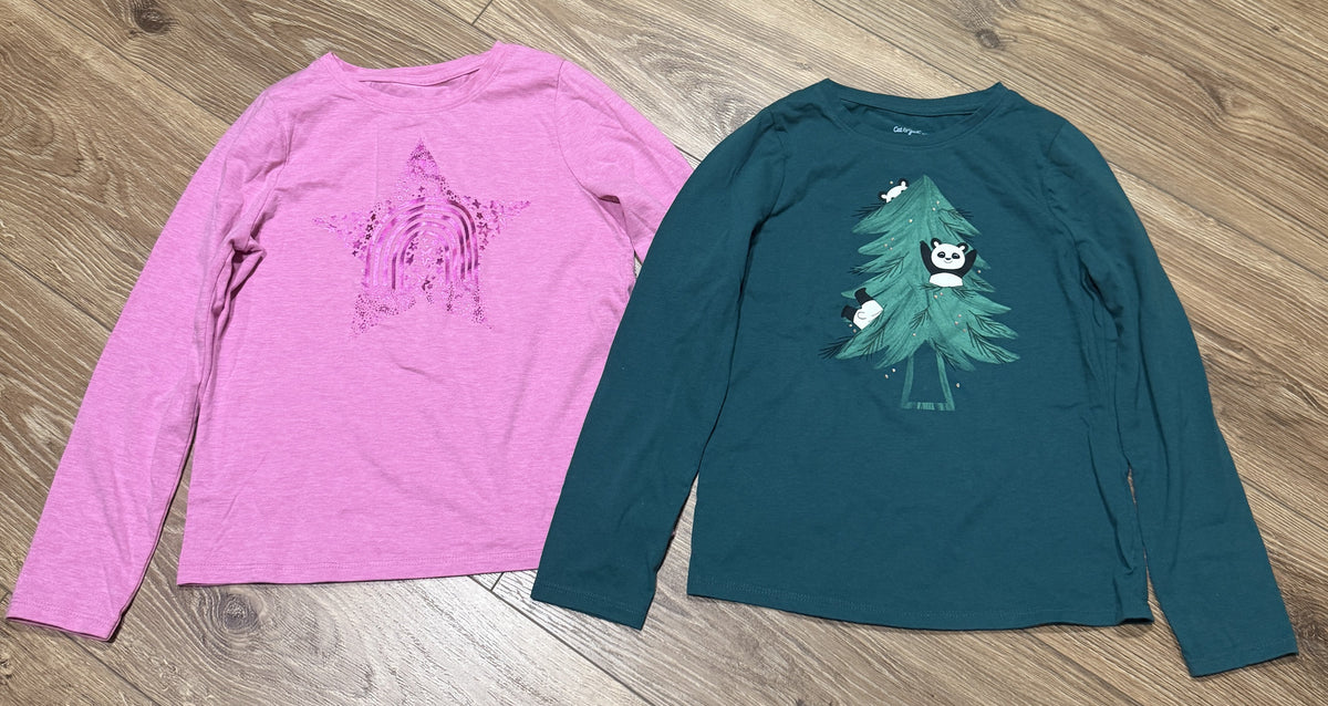 Seller #100 Girls Size 6/6X Cat and Jack Long Sleeve Bundle (Panda and Pink Stars)