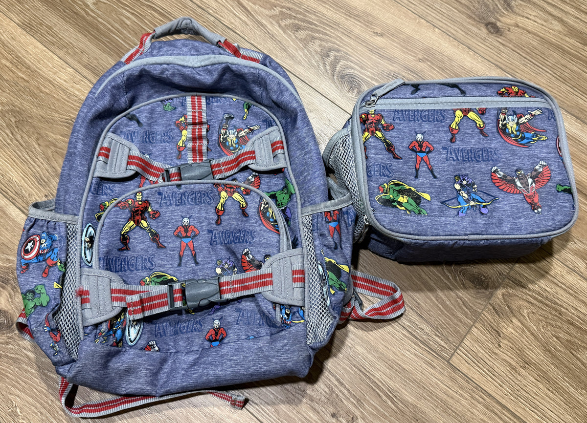 Seller #100 Boys Large Pottery Barn Avengers Backpack and Matching Lunchbox