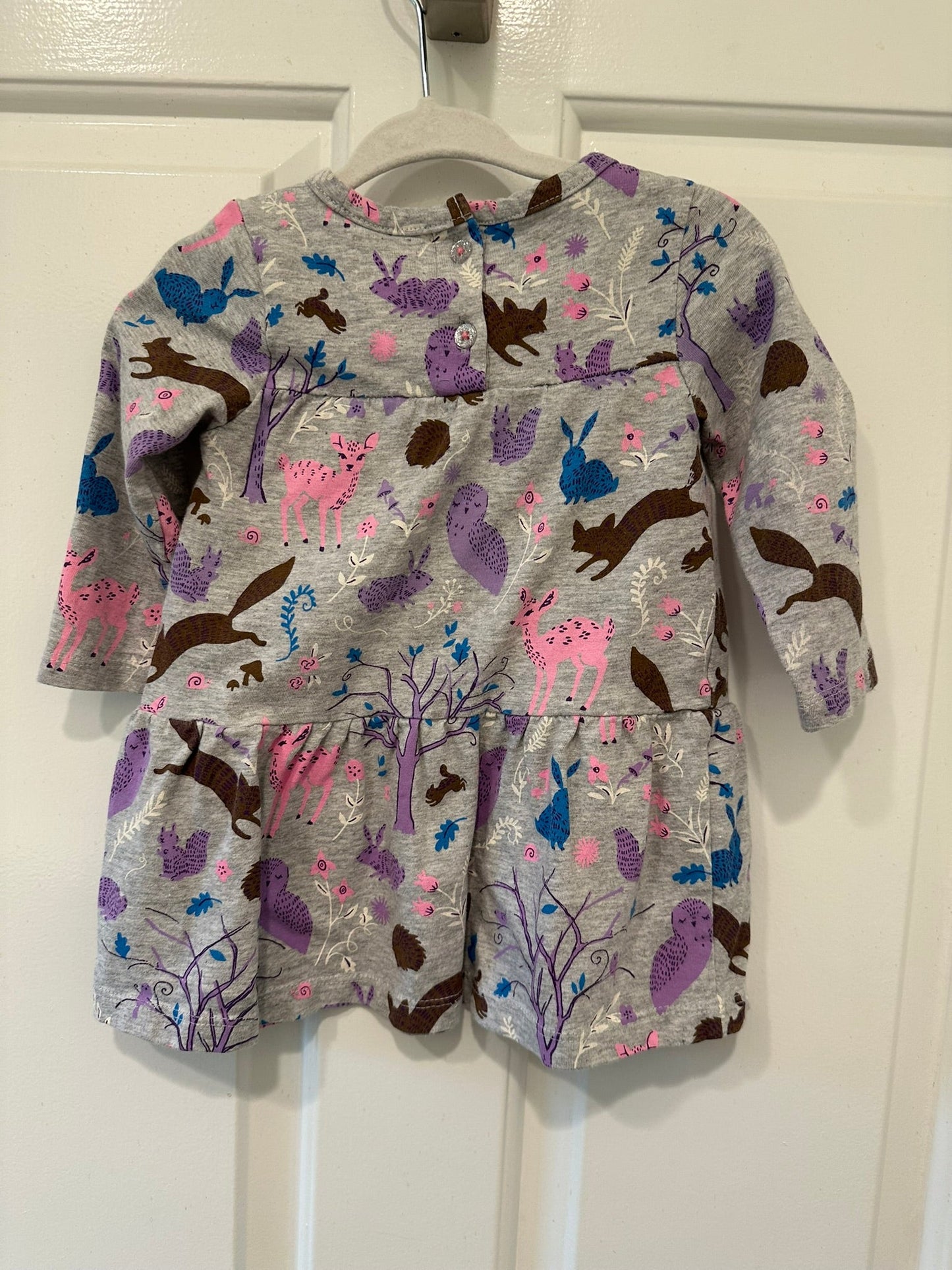 #85 Hatley Baby woodland animal dress, infant girls 6-9m