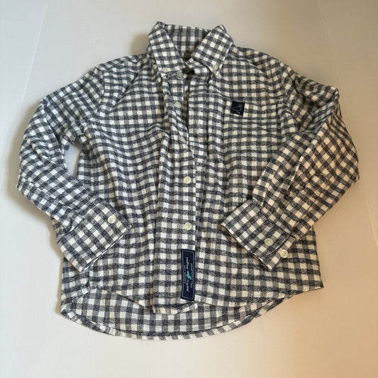 #48 Properly Tied Boys White & Blue Plaid Flannel Shirt 2-3