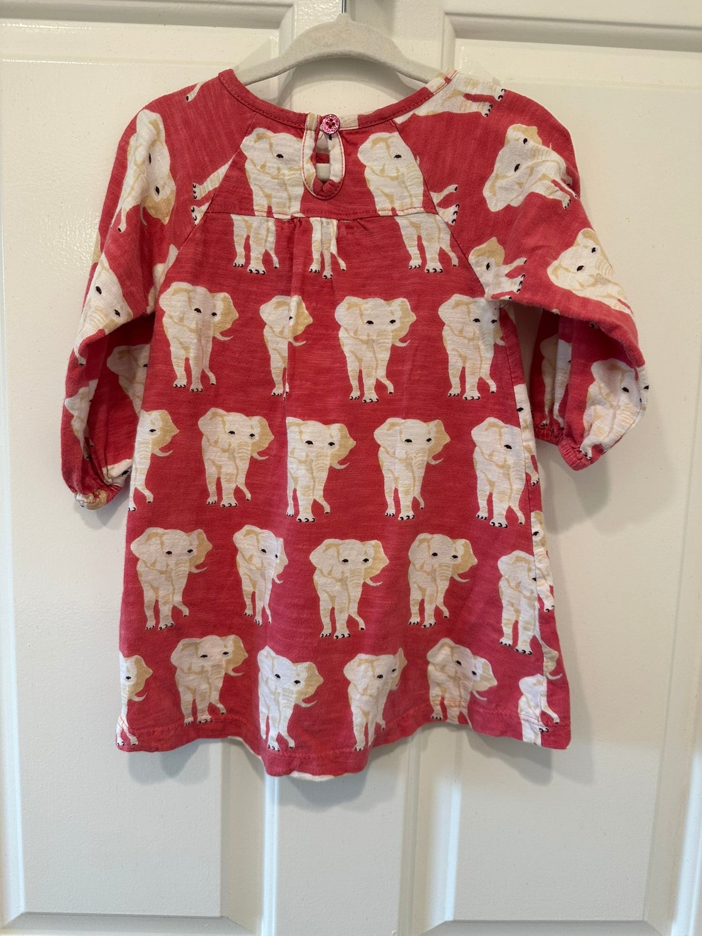 #85 Pink Chicken Elephant Dress, Infant girls 6-12m