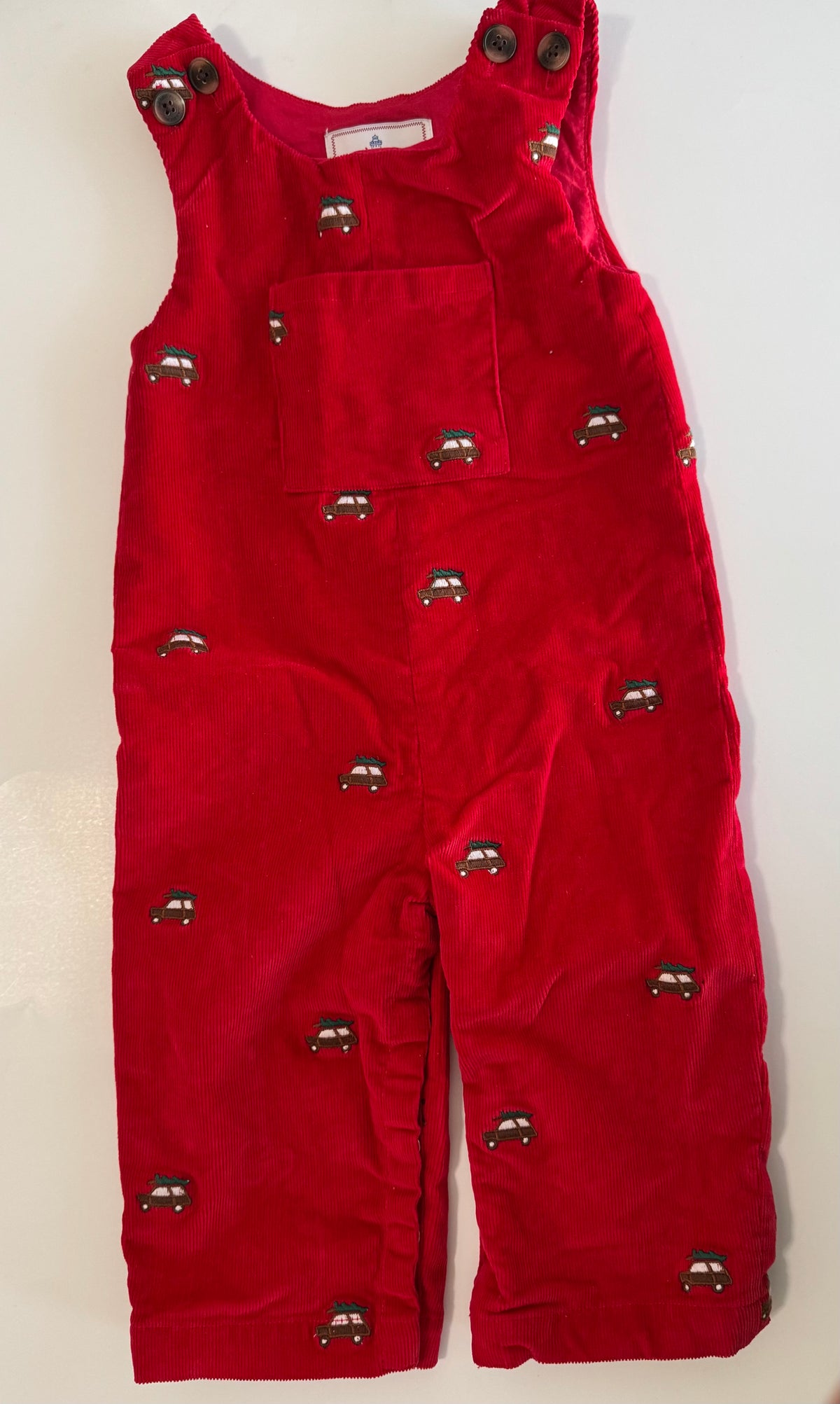 Seller #29 Classic Prep 12-18 Months Boys Red Holiday Corduroy Overalls
