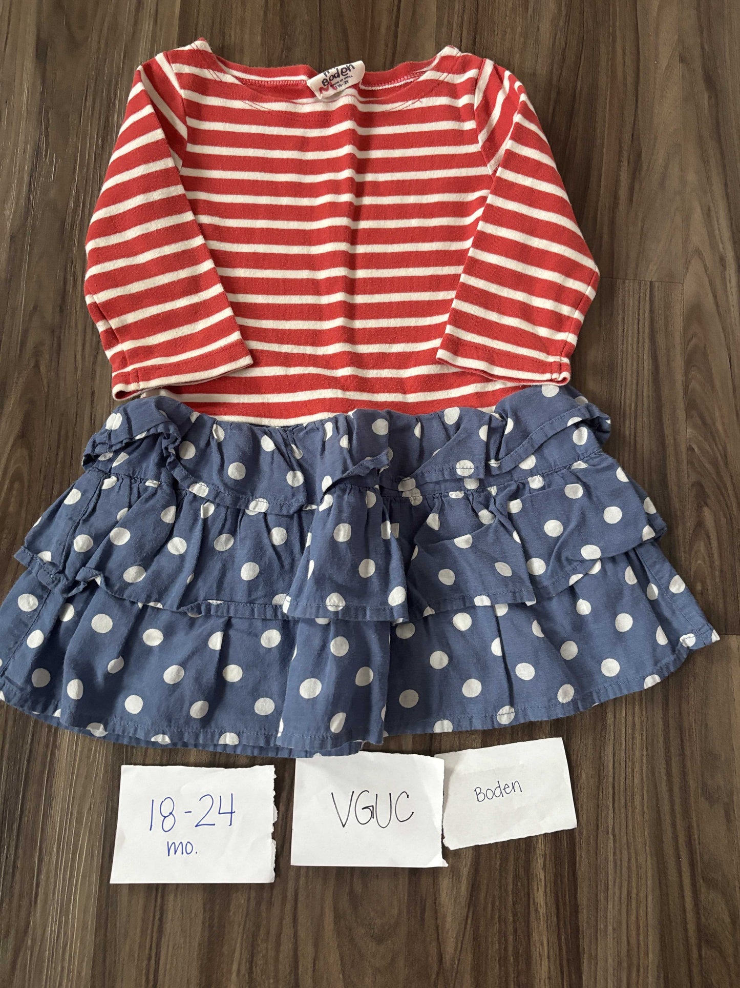 #138 - 18-24 Mo - VGUC Boden - Red/White/Blue Dress - PU 45236