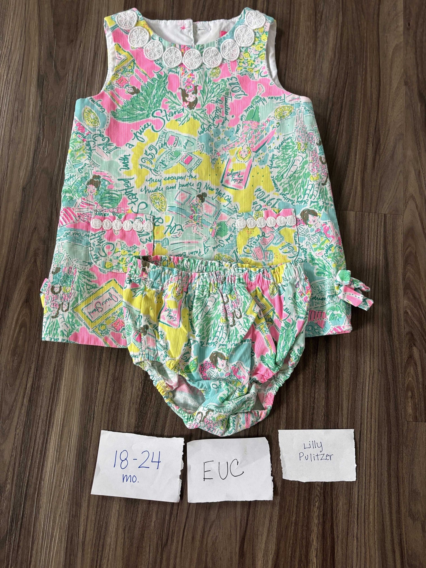 #77 - 18-24 Mo - EUC Lilly Pulitzer - Juice Stand Shift Dress with Diaper Cover