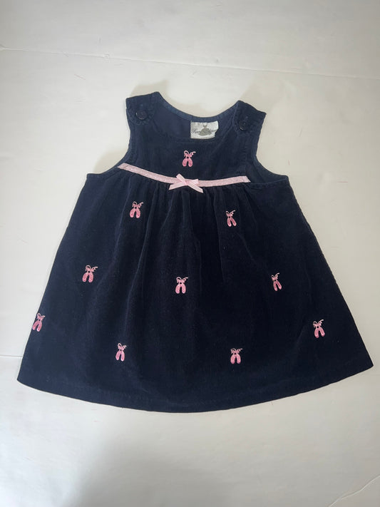 #78 girls 3T Rare Editions black corduroy dress with ballet slippers