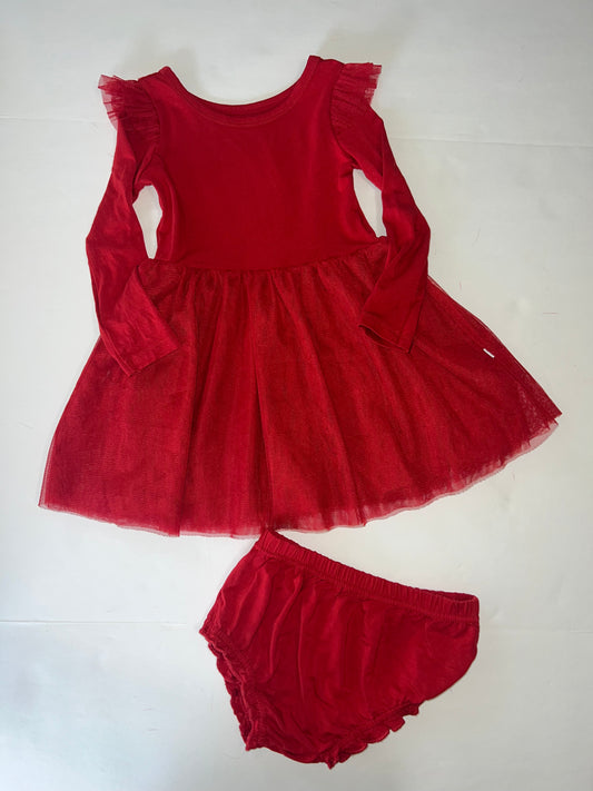 #78 girls 18-24m Little Sleepies red tule dress with bloomers
