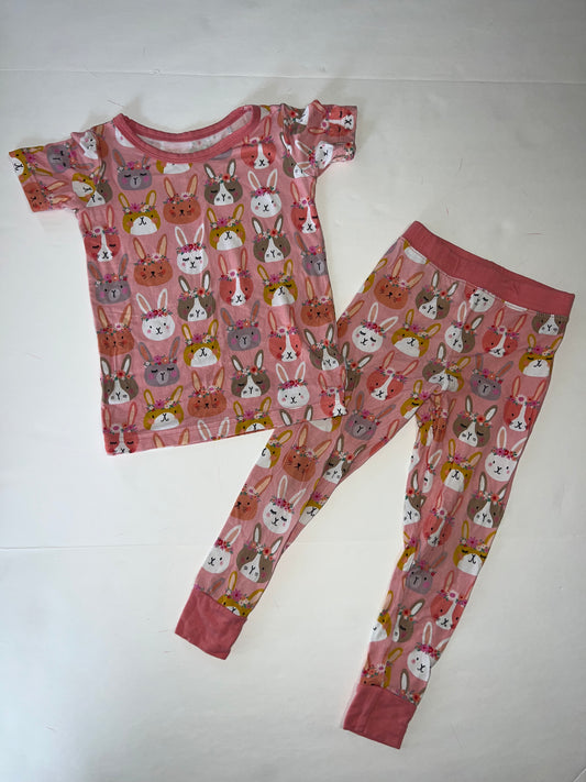 #78 girls 18-24m Little Sleepies 2 piece pajama set Rad Rabbits