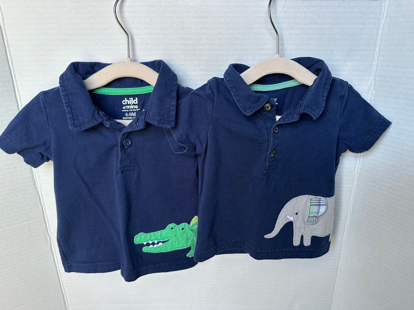 #146 Carter's Child of Mine Navy Animal Polo Set Boys 6M and 6-9M