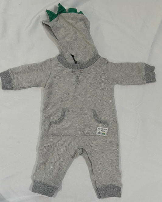 25 Baby Dinosaur Hooded Jumpsuit Boy Size 3M