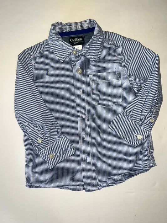 #78 boys 2T Oshkosh blue stripe button up shirt