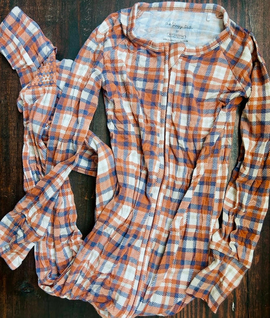 #15 The Sleepy Sloth 3t Plaid Bamboo Pajamas (Converts to footed pajamas)