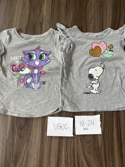 #138 - 18-24 Mo VGUC Cat + Snoopy Shirts