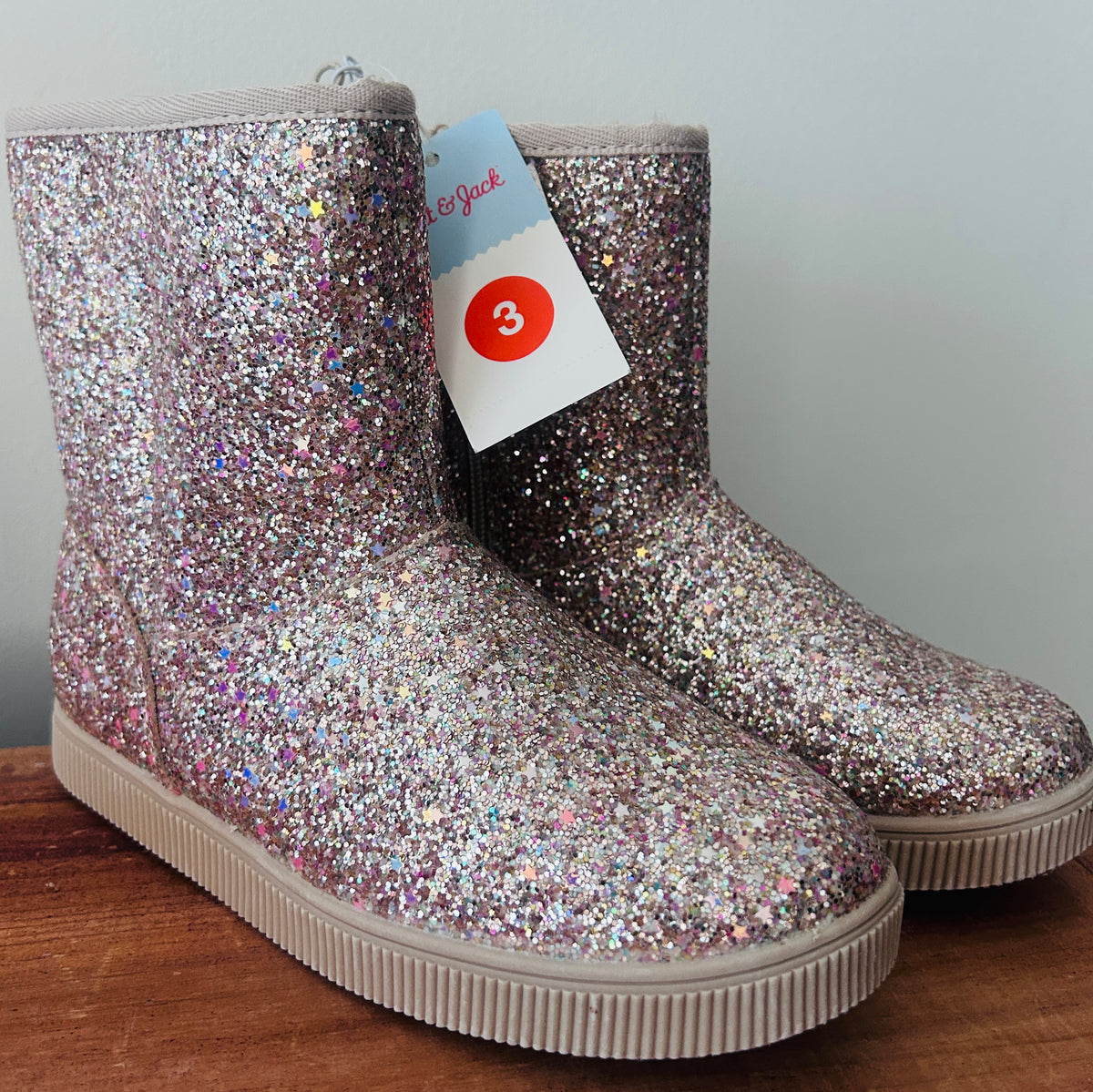 #15 Cat and Jack 3Y NWT Glitter Boots (faux fur lined)