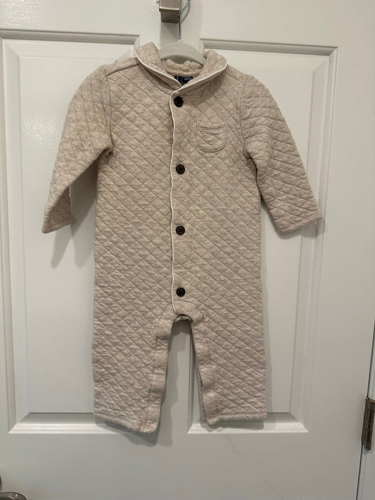 #85 Janie and Jack Oat Quilted Romper, Gender Neutral Infant 12-18m