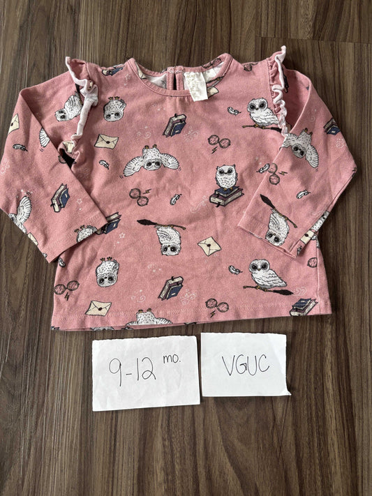 #138 - 9-12 Mo - VGUC H&M - LS Pink Harry Potter Inspired Shirt - PU 45236