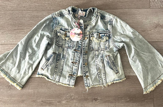 #15 Hayden Girls 7/8 Vintage Bell Sleeve Denim Jacket NWT