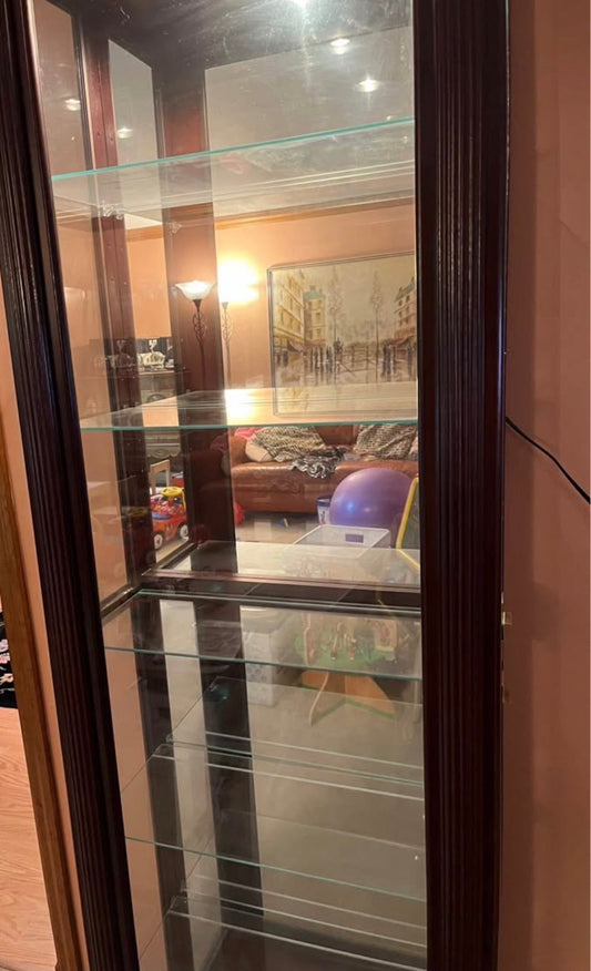 #36 Glass Curio Cabinet PORCH PICK UP ONLY