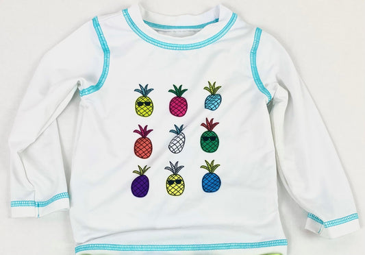 12 Months Cat & Jack Swim top white long sleeves w/ Pineapples