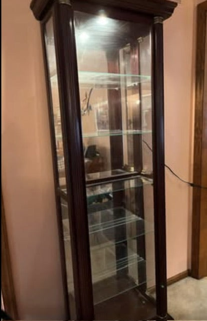 #36 Glass Curio Cabinet PORCH PICK UP ONLY