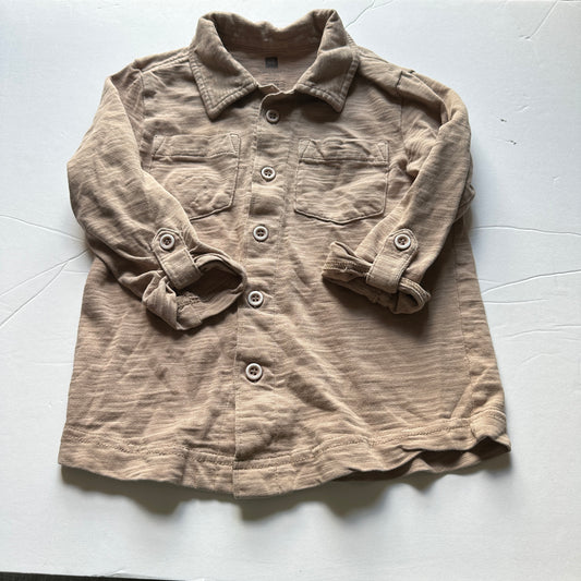 #48 Tea Light Brown Button Up Cotton Shirt 2T