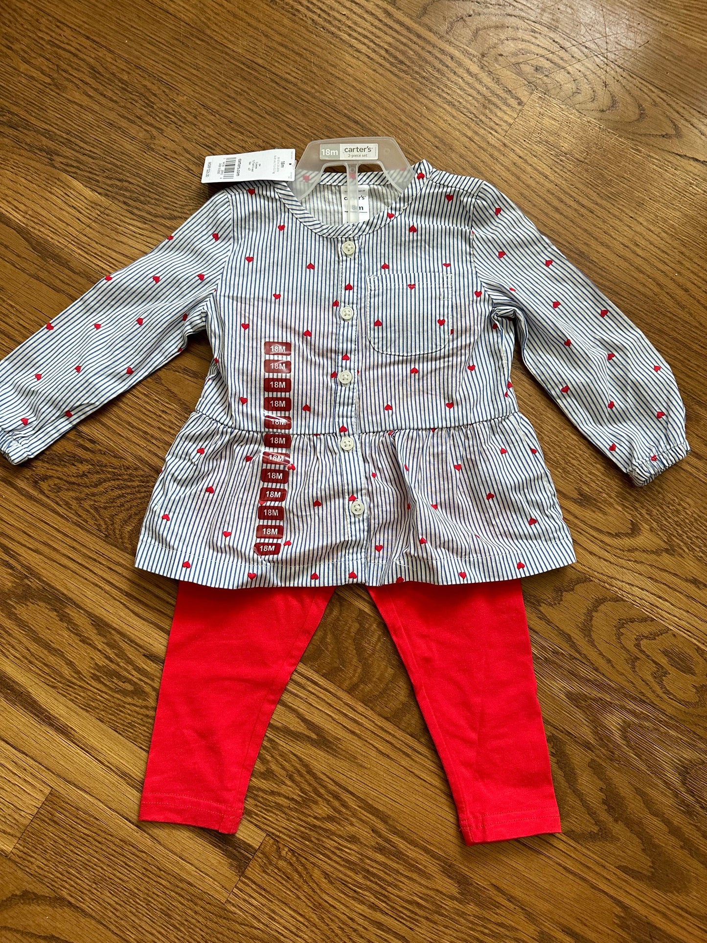 #72A NWT Heart Outfit from Carter’s, 18 Months