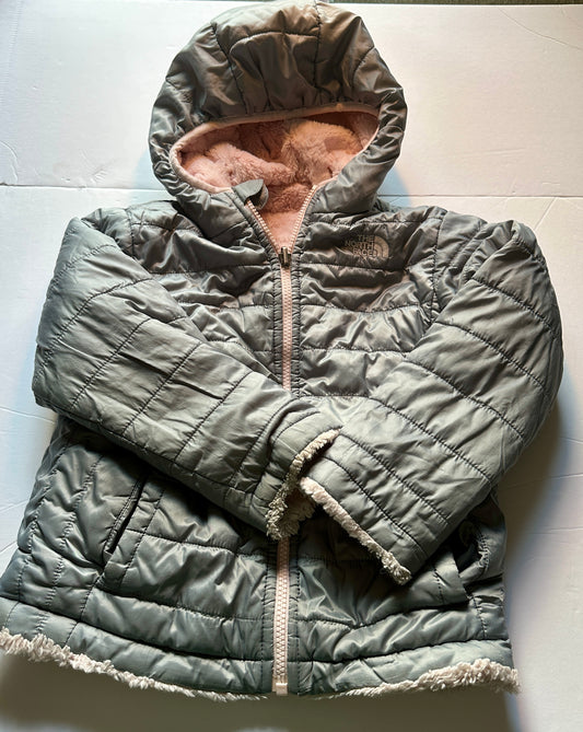 #162 North Face Gray/Pink reversible coat 5T