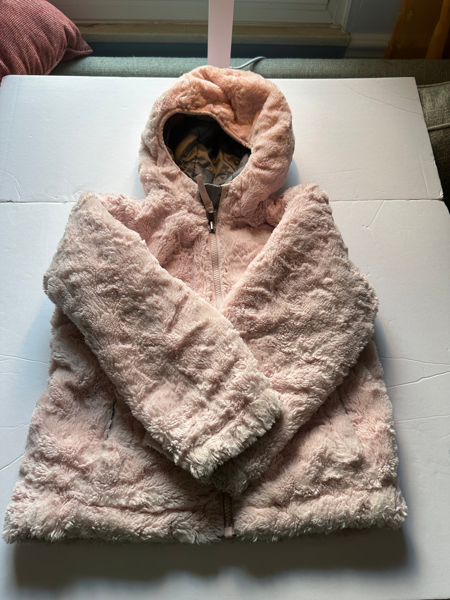 #162 North Face Gray/Pink reversible coat 5T