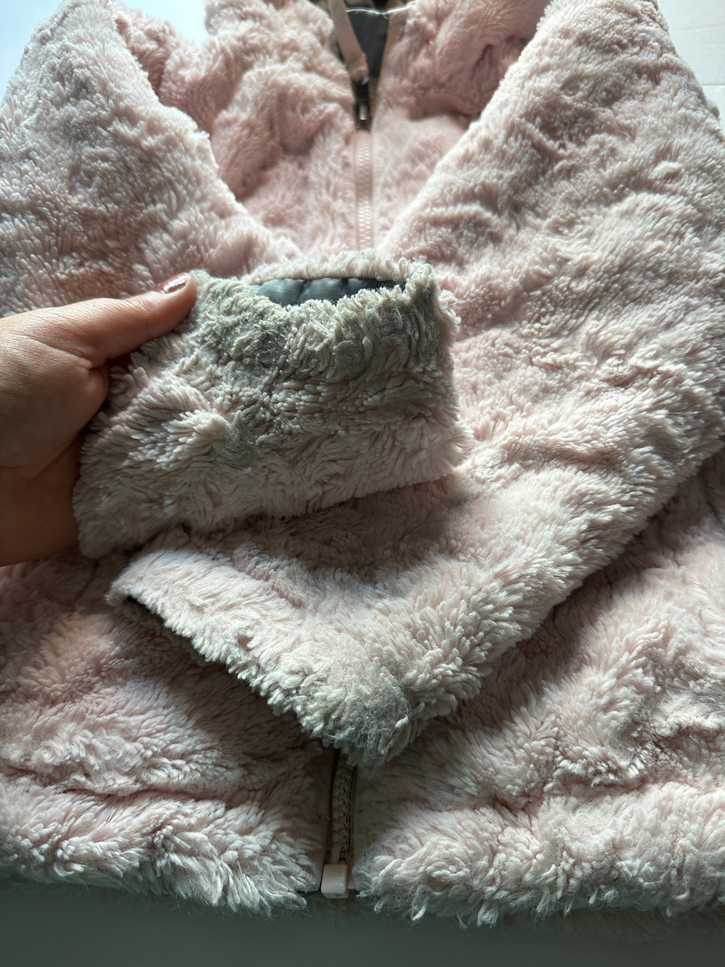 #162 North Face Gray/Pink reversible coat 5T