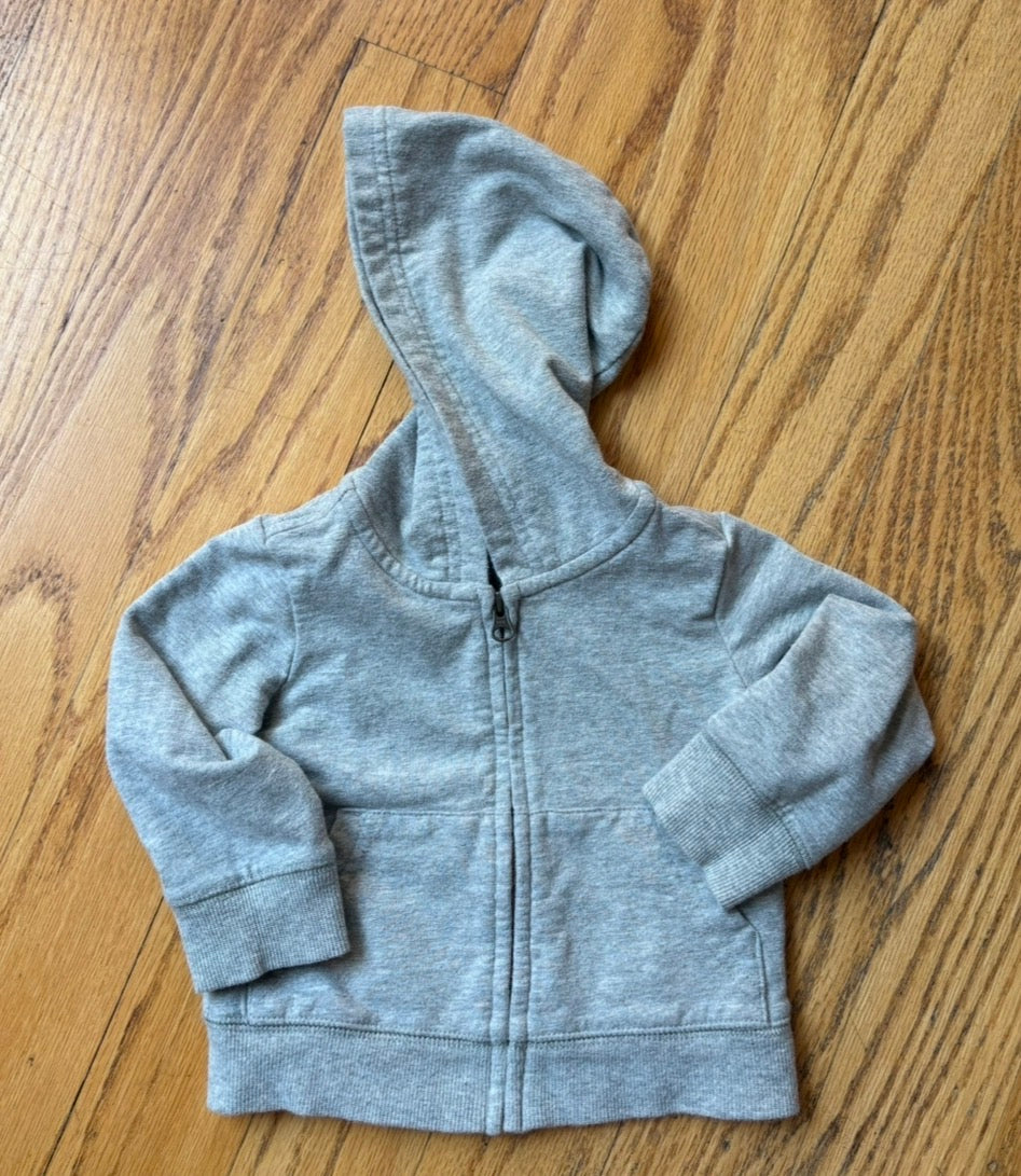 #22 Primary gray hoodie jacket boy or girl 6-12m