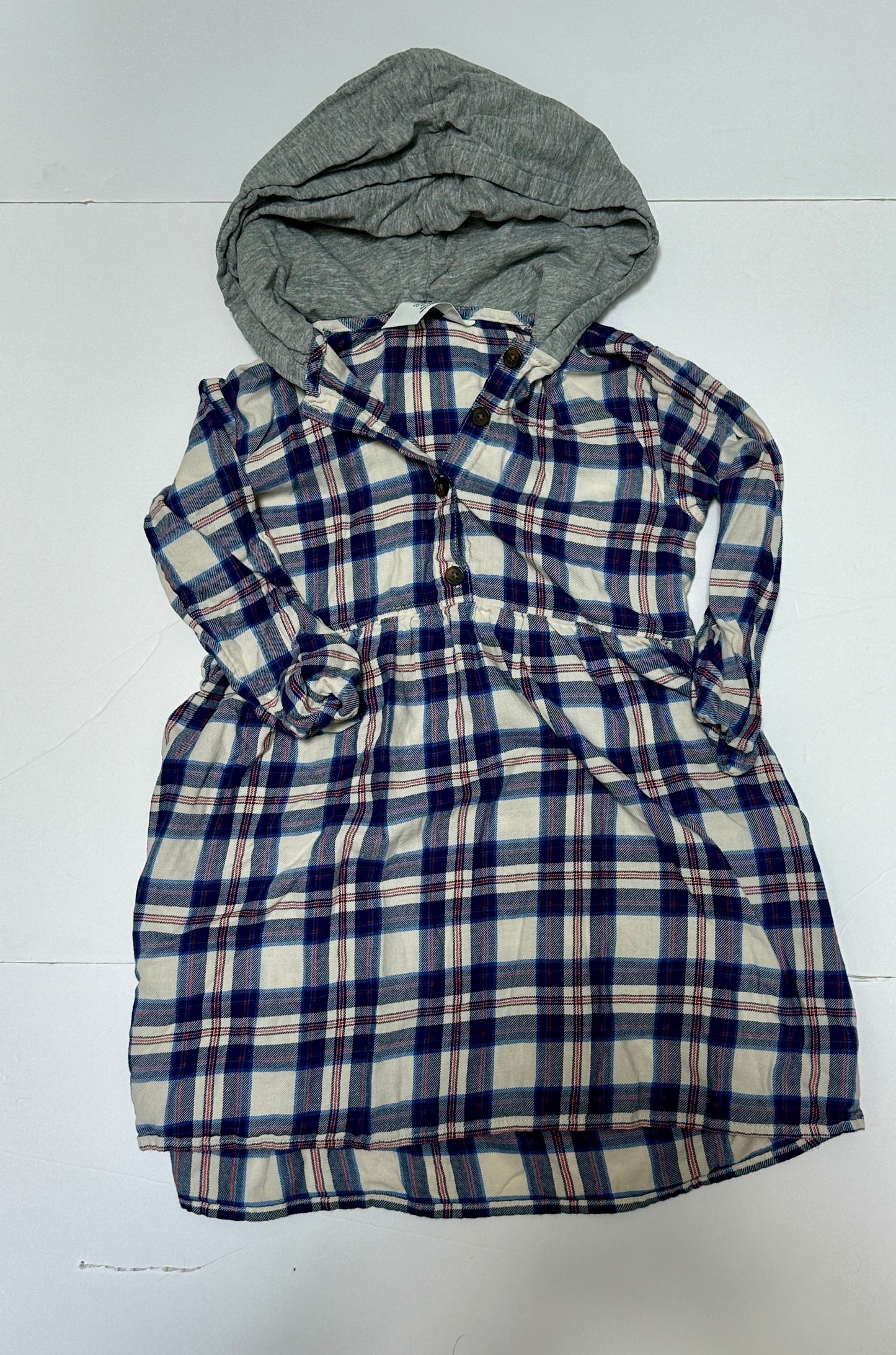 #162 H&M Plaid Dress with hoodie size 5