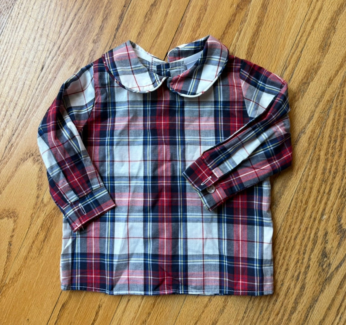 #22 Bailey Boys plaid peter pan collar shirt size 9m