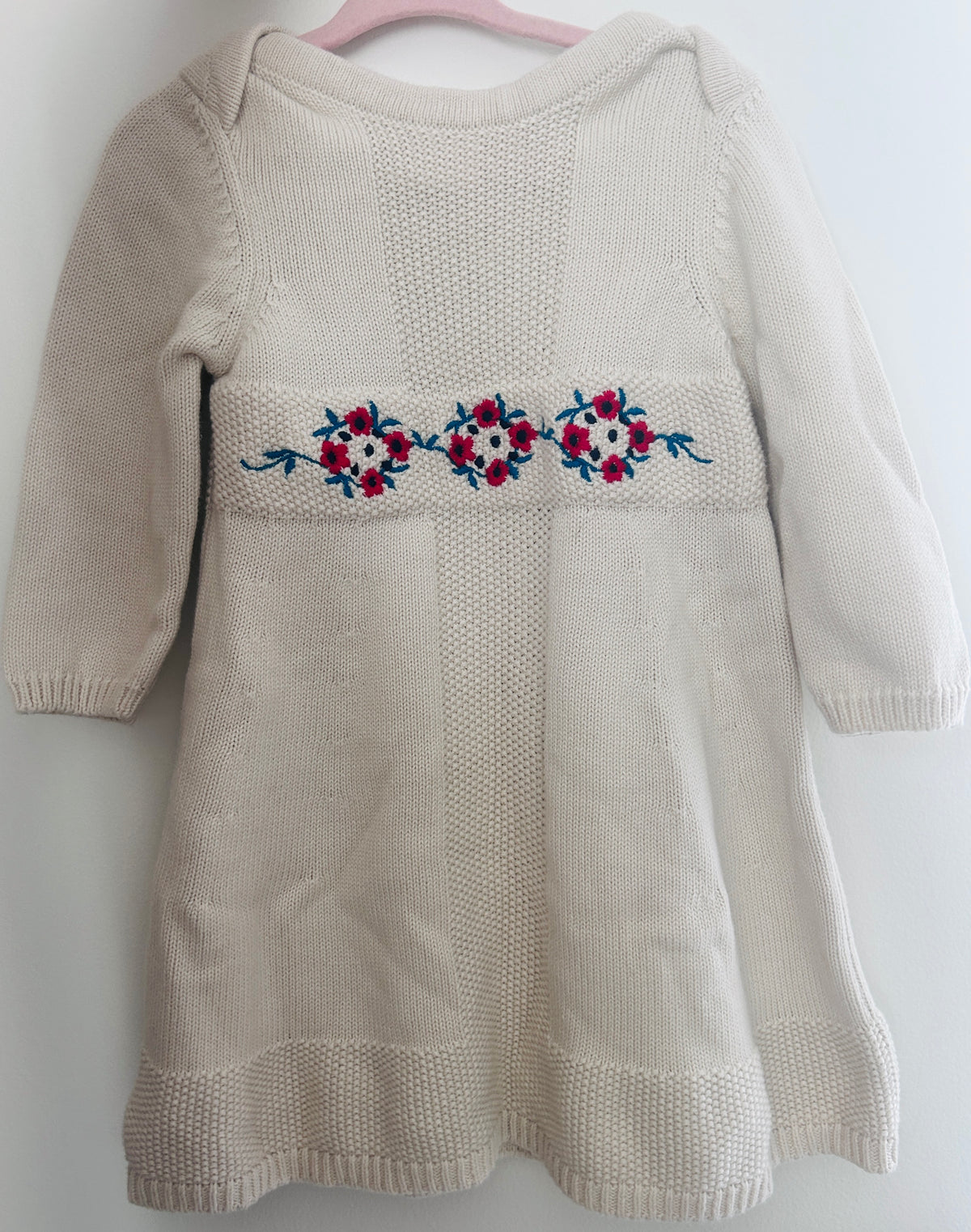 #15 Hanna Andersson 18-24m Cream, Wreath Sweater Dress