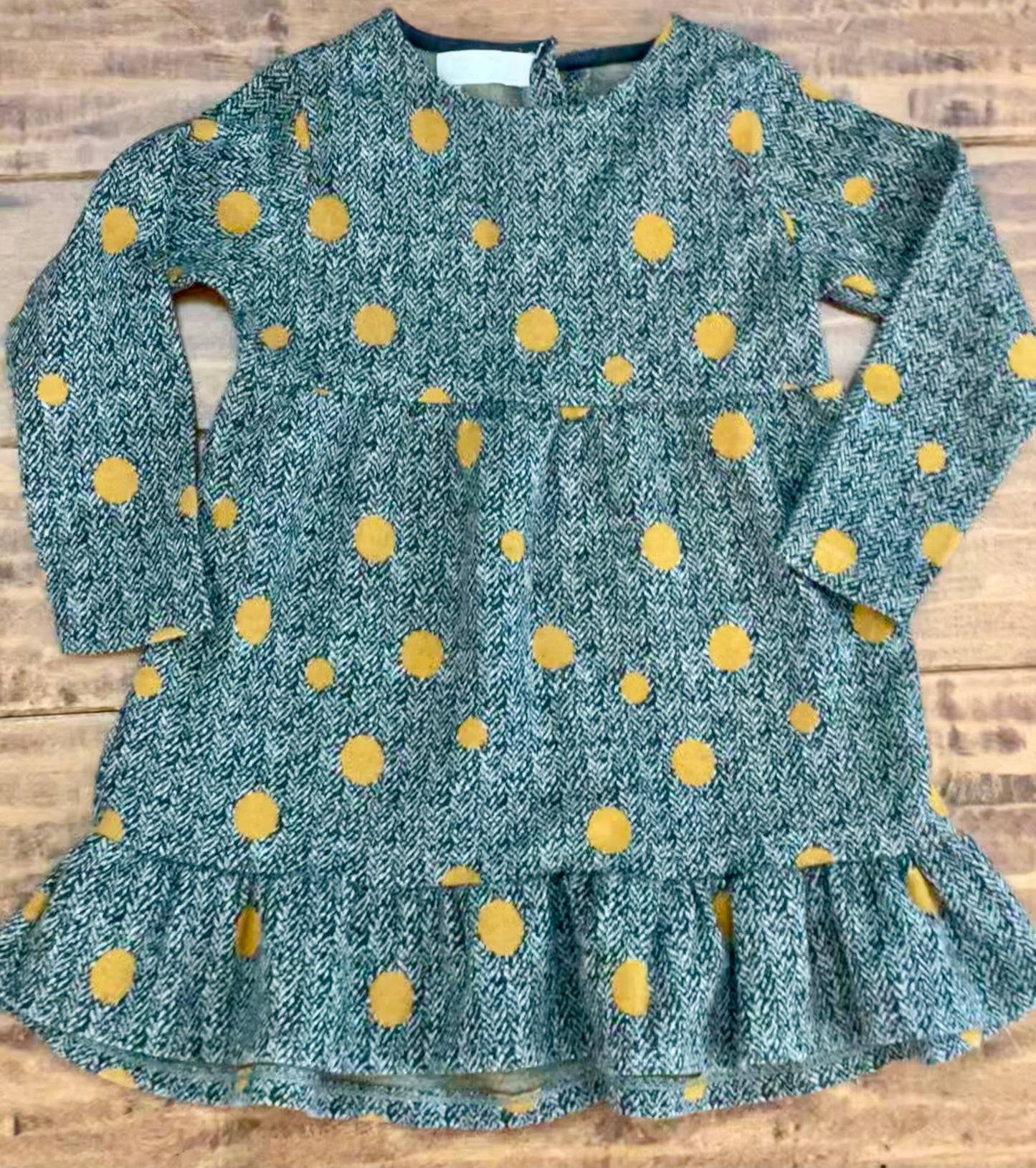 #199 Girls Zara black god polka dot dress size 3-4 GUC