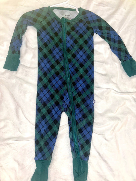 #84 *REDUCED* Little Sleepies 6-12m Zippy- Emerald Plaid