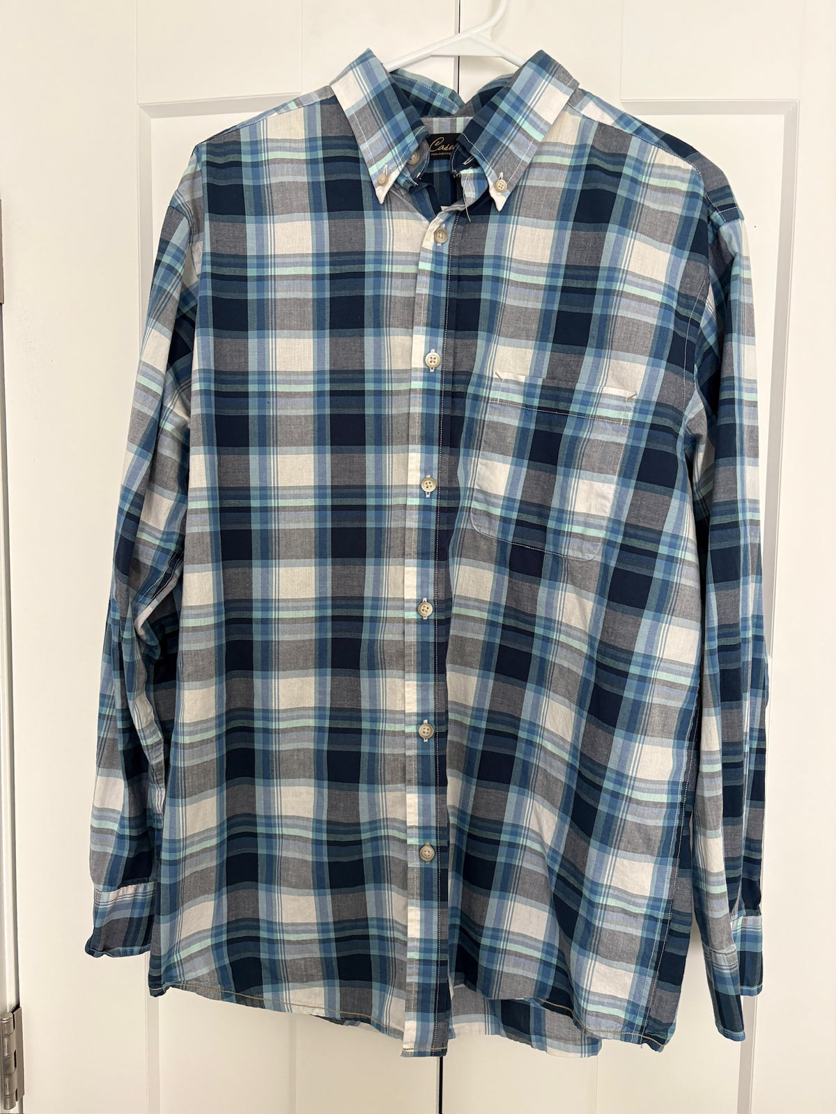 Seller #105 - Medium Men's Casuals by Roundtree and York Blue Plaid Shirt VGUC