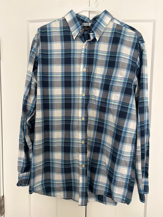 Seller #105 - Medium Men's Casuals by Roundtree and York Blue Plaid Shirt VGUC