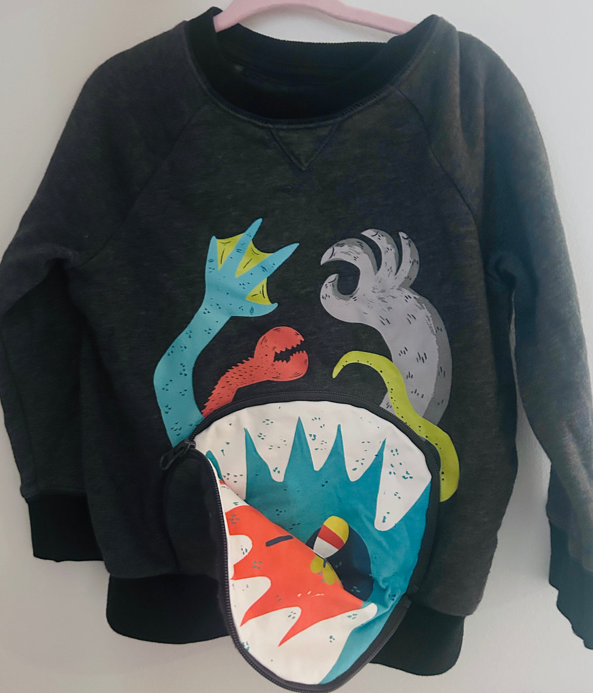 #15 Cat and Jack 3t Monster Crewneck with Zipper Pocket