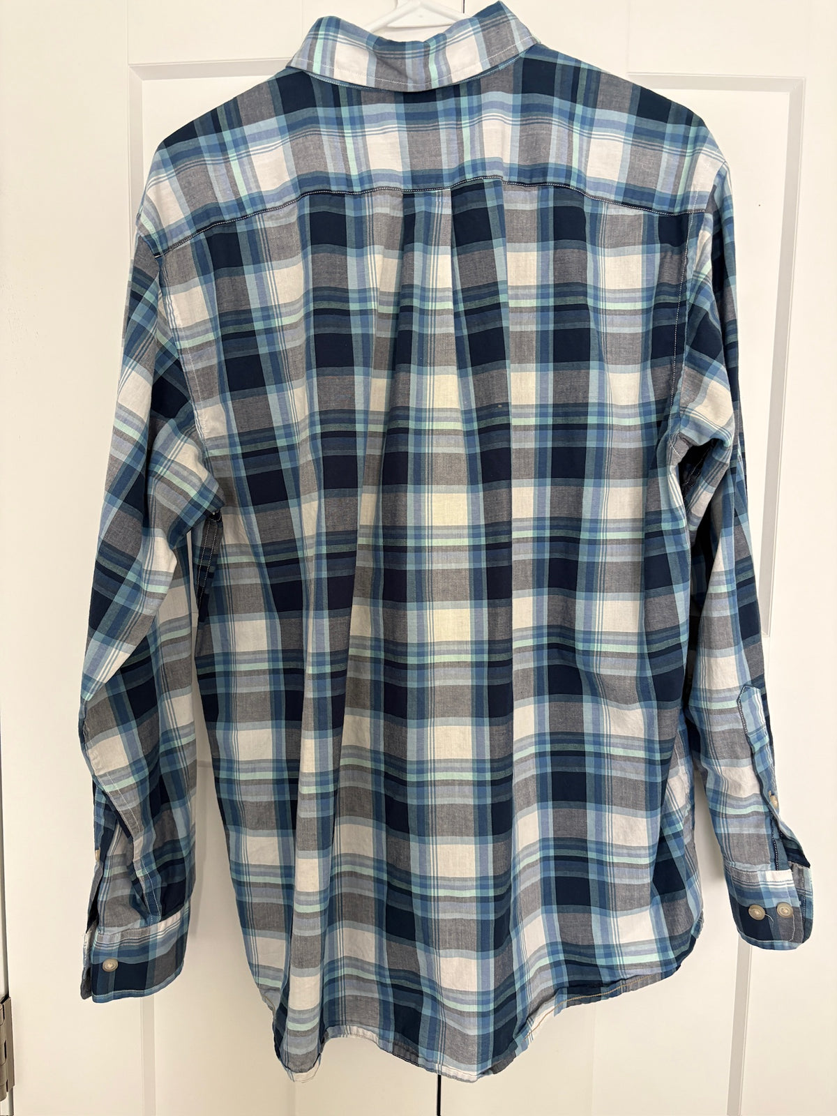 Seller #105 - Medium Men's Casuals by Roundtree and York Blue Plaid Shirt VGUC