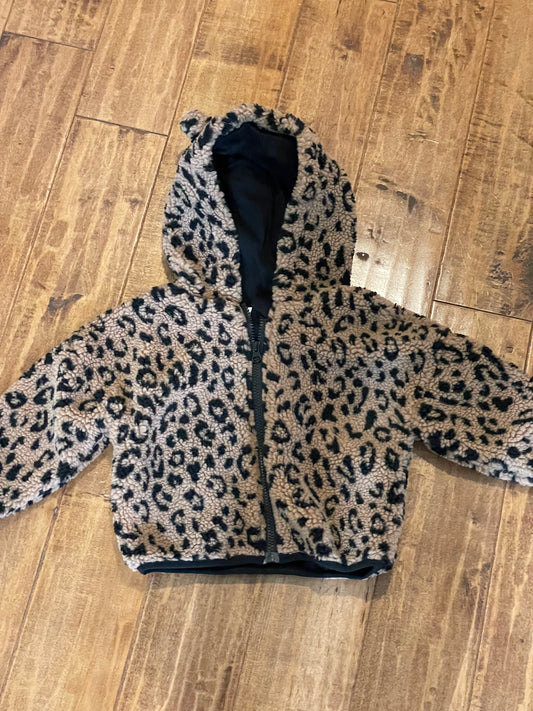 #199 Girls leopard print coat size 3 NWOT