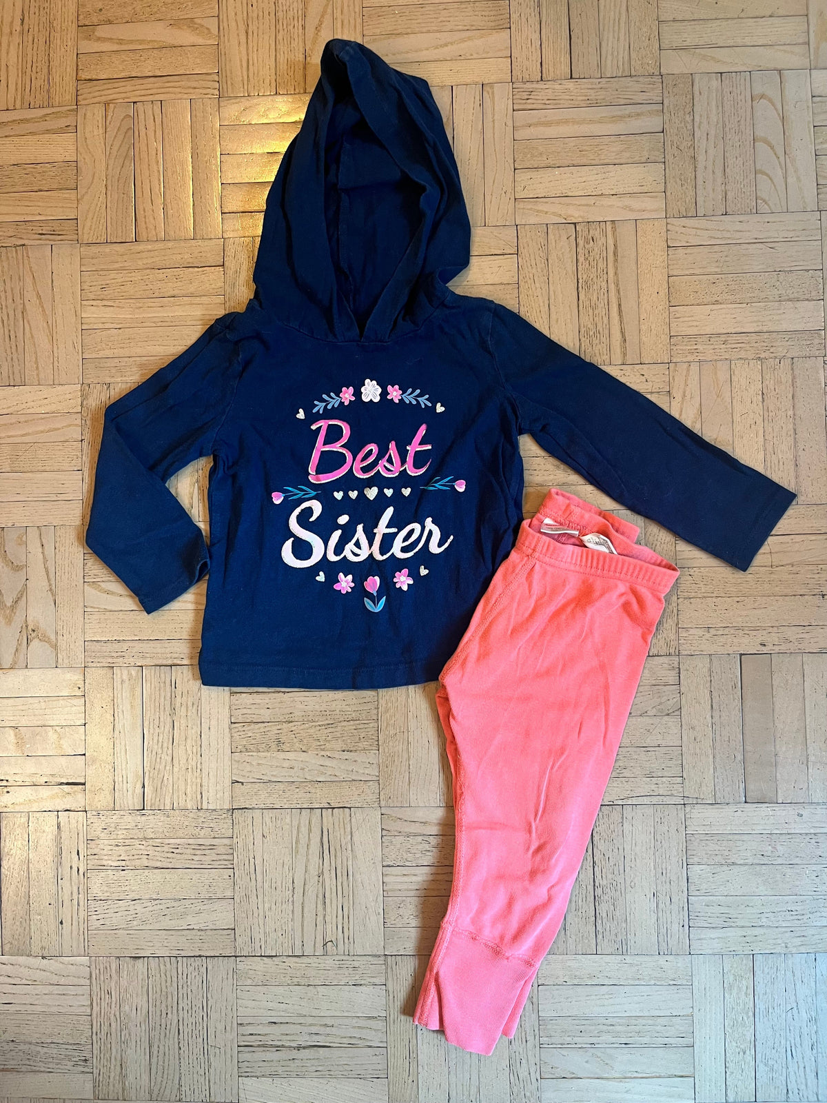 Reduced #195 Girls 18-24 month Best Sister long sleeve shirt with Hanna Andersson pants