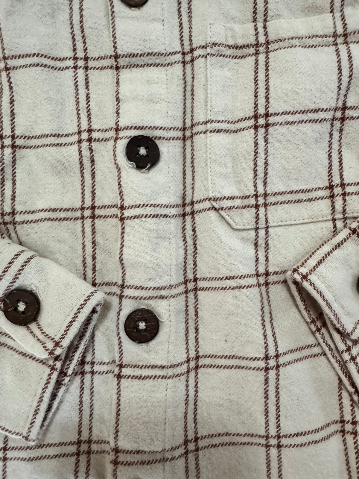 Seller #29 Rylee + Cru 2-3 Y Boys Button Down Cream and Tan Shirt