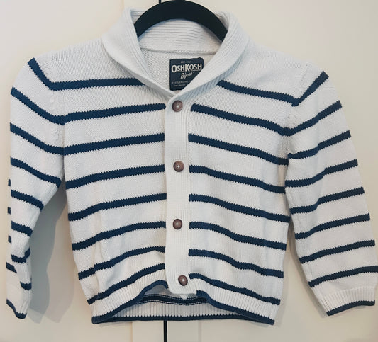 #15 Oshkosh 5t Cream/Navy Collar Cardigan