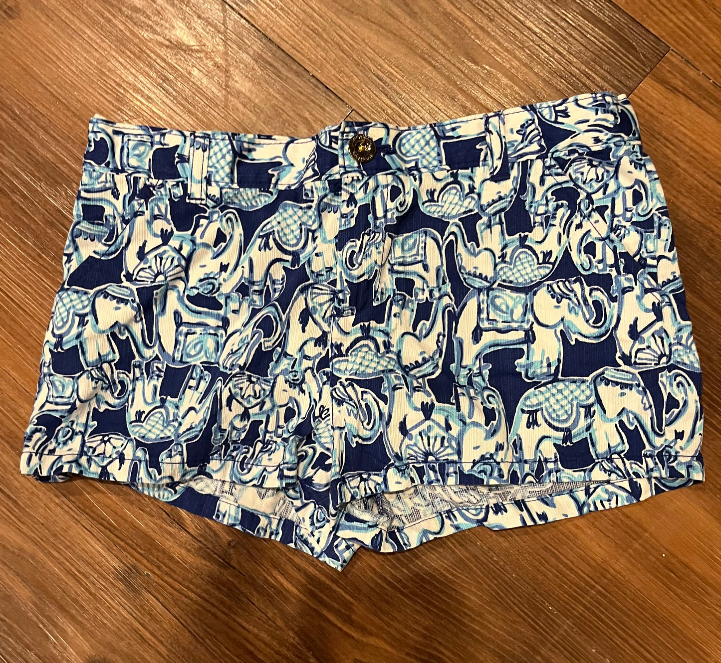 #7 Lilly Pulitzer Girls' 12 Blue Elephant Shorts