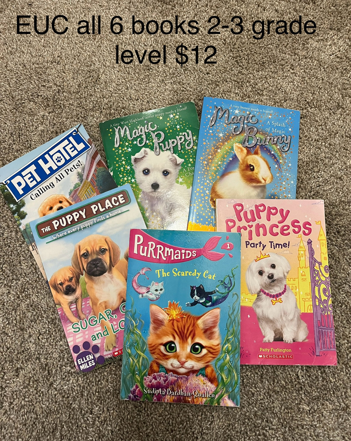 135 Books for grades 2-3, chapter books about puppies, kittens, bunnies. EUC