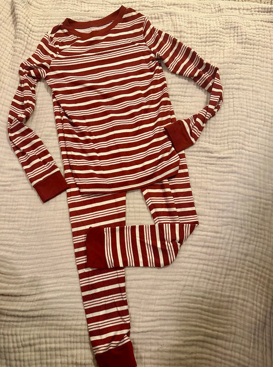 Seller 45- Little Co Dark Red and Cream Pajamas Girls Size 7 Super Soft New in Package