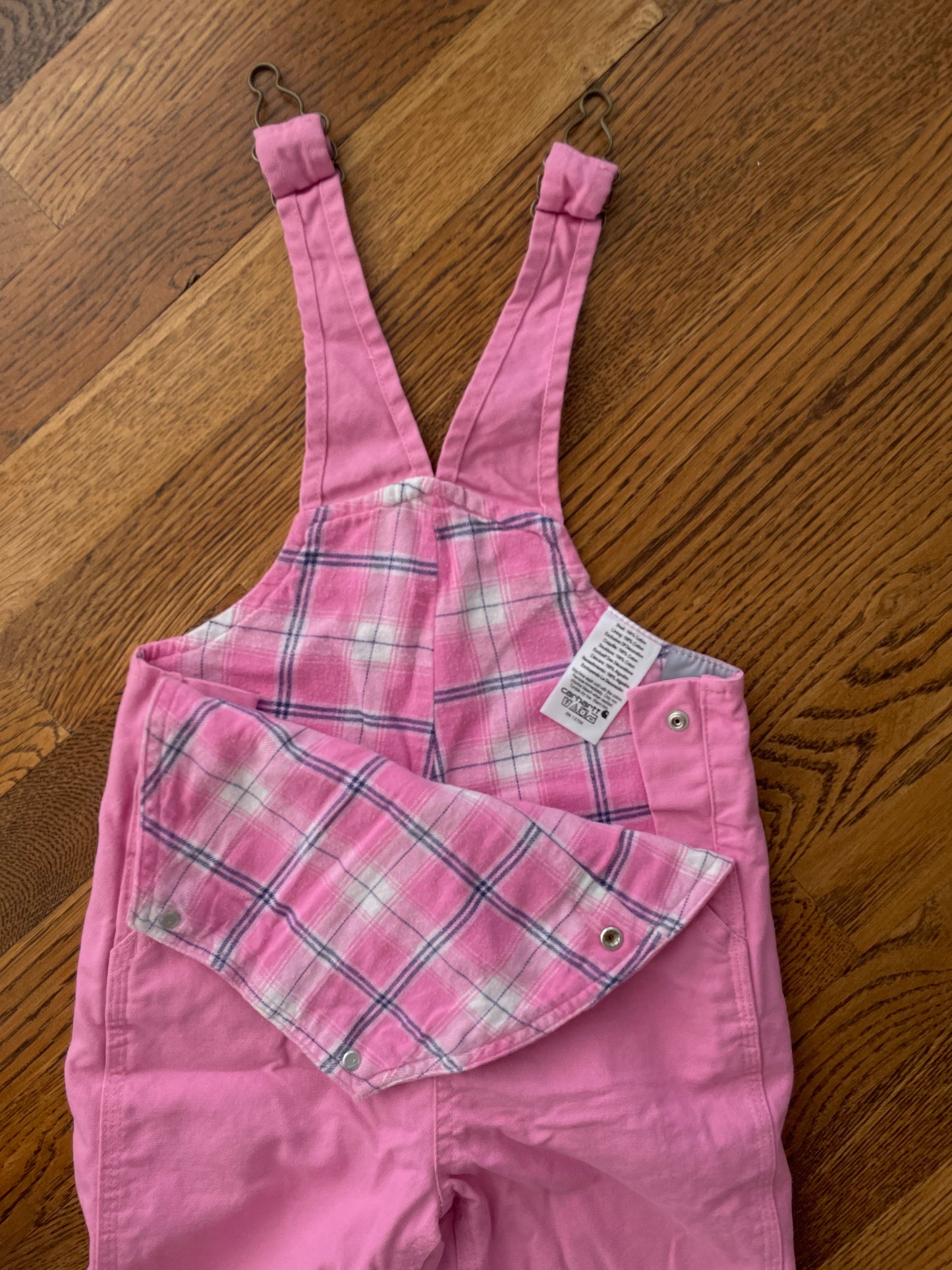 Girls 2T, Carhartt, Pink Fannel Lined Overalls